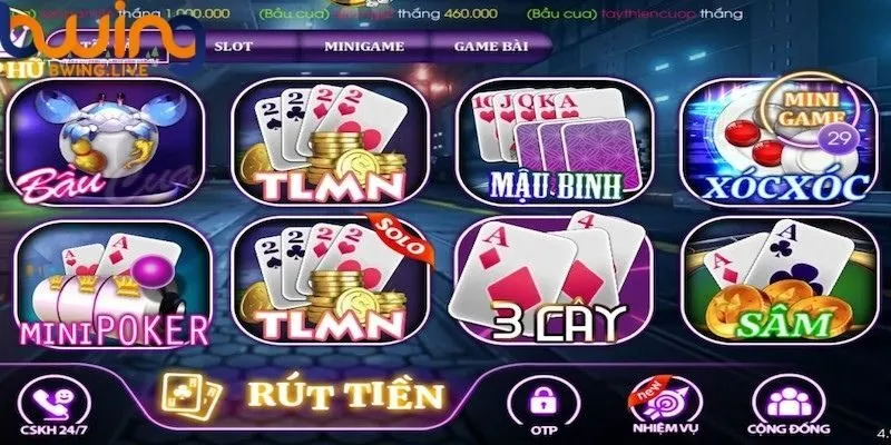 6 game đánh bài hot ở sòng bạc Bwing